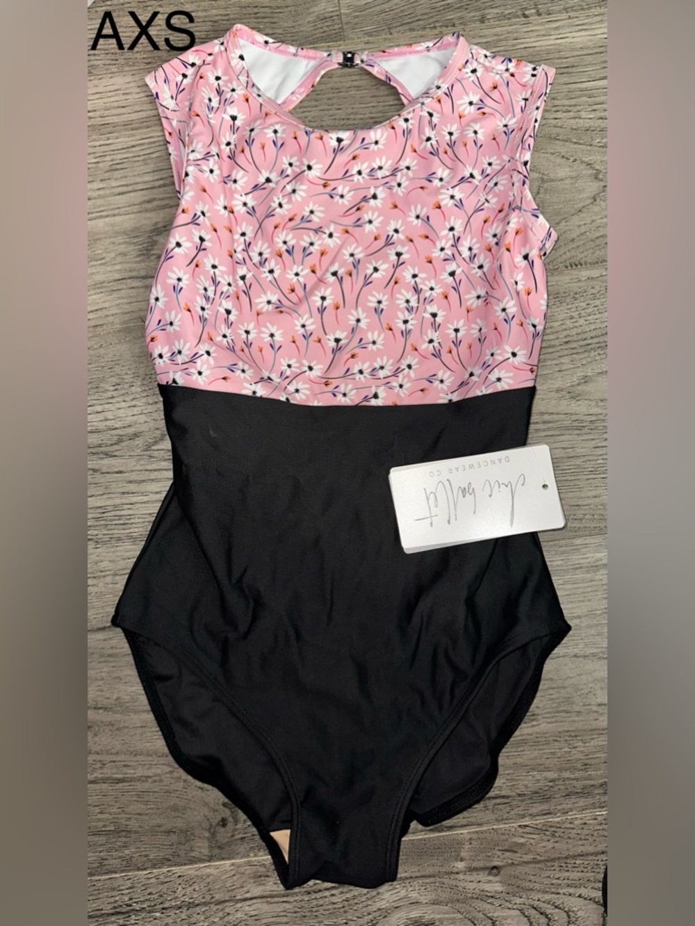 Chic ballet Pink Floral & Black Kids One-Piece leotard